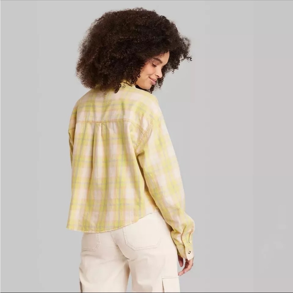 Women's Long Sleeve Cropped Button-Down Shirt - Wild Fable - Picture 2 of 4